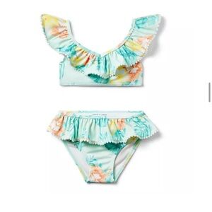🩵🧡Janie and Jack🧡🩵 NWT 12-18m Precious Hibiscus 2 piece Swimsuit. Adorable!